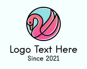 Flamingo - Pink Swan Flamingo Emblem logo design