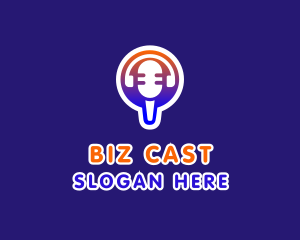 Podcast - Microphone Headphone Podcast logo design