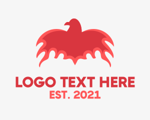 Mythological Creature - Red Blazing Phoenix logo design
