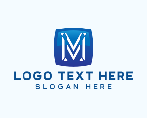 Geometric Tech Letter M logo design