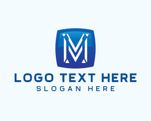 Web - Geometric Tech Letter M logo design