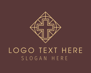 Religious - Yellow Cross Worship logo design