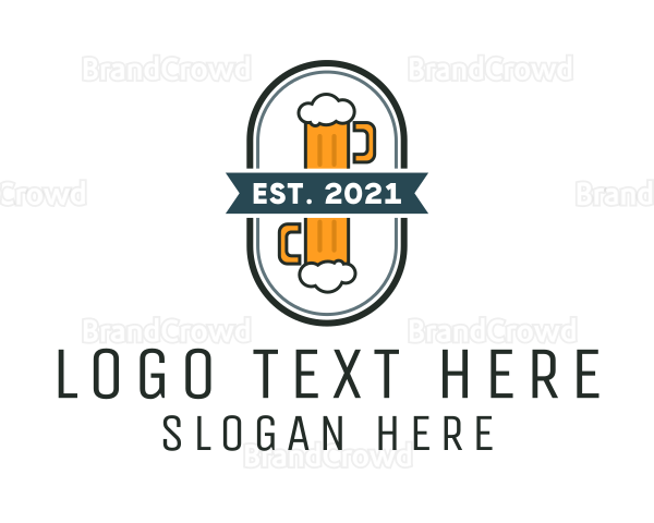Beer Pub Badge Logo