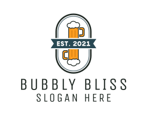 Champagne - Beer Pub Badge logo design