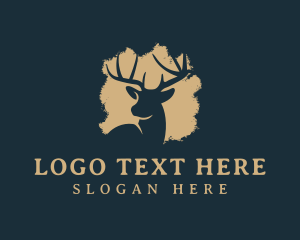 Elk - Deer Animal Silhouette logo design