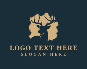 Hunt - Deer Animal Silhouette logo design