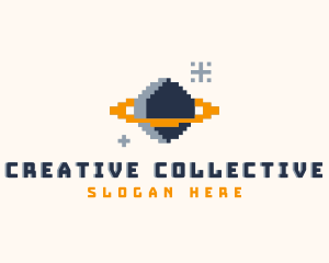 Pixelated Gamer Planet logo design