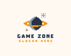 Pixelated Gamer Planet logo design