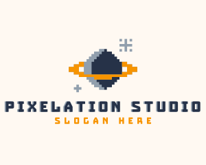 Pixelated Gamer Planet logo design