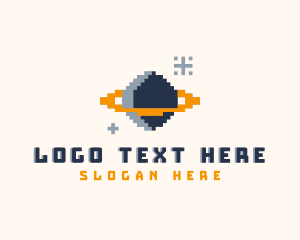 Pixel - Pixelated Gamer Planet logo design