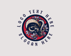 Bighorn - Bighorn Sheep Pasque Flower logo design