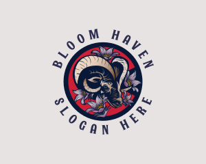 Bighorn Sheep Pasque Flower logo design