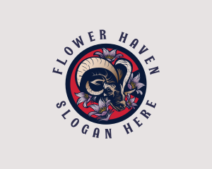 Bighorn Sheep Pasque Flower logo design