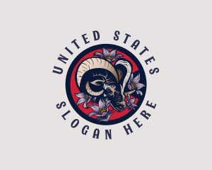 Bighorn Sheep Pasque Flower logo design