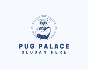 Pug - Tough Dog Sunglasses logo design