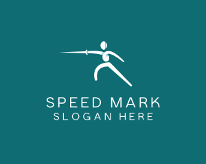 Athlete Fencing Sword logo design