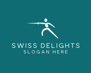 Athlete Fencing Sword logo design