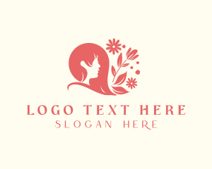 Woman - Floral Woman Hair logo design