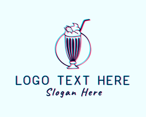 Glitch - Milkshake Smoothie Drink logo design