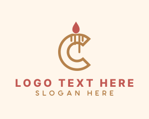 Worship - Candle Letter C Light logo design