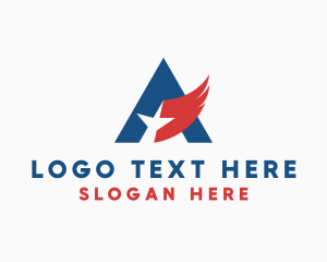 American - America Country Letter A logo design