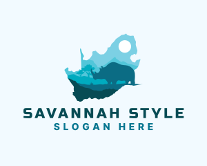 Savannah - Wild South Africa Rhino logo design
