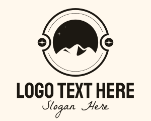 Traveler - Night Mountain Stargazing Badge logo design