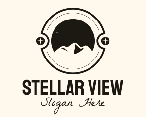 Stargazing - Night Mountain Stargazing Badge logo design