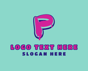 Pink And Purple - Paint Graffiti Letter P logo design