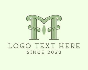 Column - Elegant Garden Pillar Letter M logo design