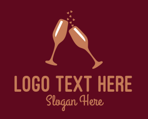 Online Dating Site - Sparkling Wine Champagne Glass logo design