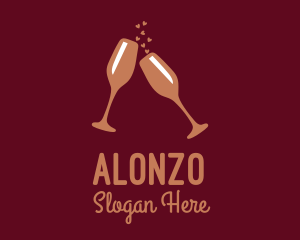 Sparkling Wine Champagne Glass logo design