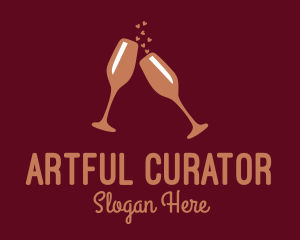 Sparkling Wine Champagne Glass logo design