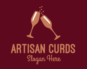 Sparkling Wine Champagne Glass logo design