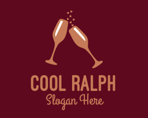 Sparkling Wine Champagne Glass logo design