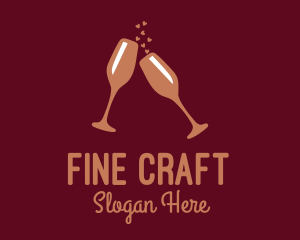 Sparkling Wine Champagne Glass logo design