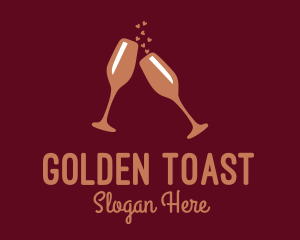 Toast - Sparkling Wine Champagne Glass logo design