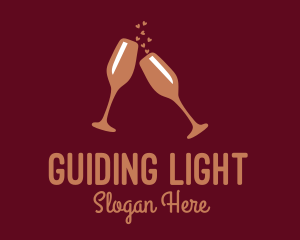 Sparkling Wine Champagne Glass logo design