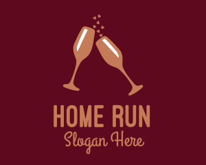 Sparkling Wine Champagne Glass logo design