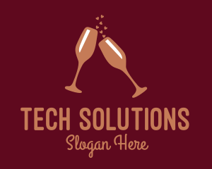 Celebration - Sparkling Wine Champagne Glass logo design