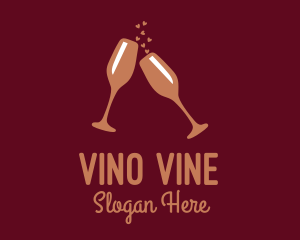 Wine - Sparkling Wine Champagne Glass logo design