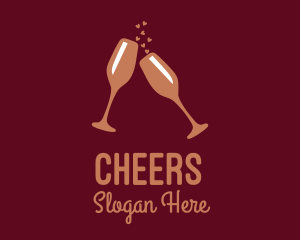 Sparkling Wine Champagne Glass logo design