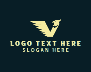 Flying - Eagle Wings Letter V logo design