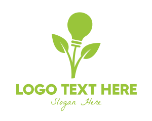 Light Bulb - Green Leaf Bulb logo design