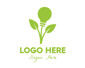 Green Leaf Bulb Logo