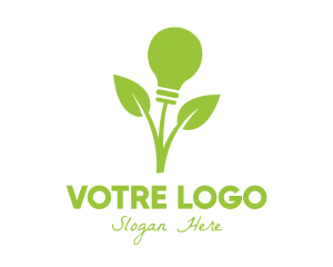 Green Leaf Bulb Logo