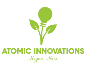 Green Leaf Bulb logo design