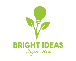 Led - Green Leaf Bulb logo design