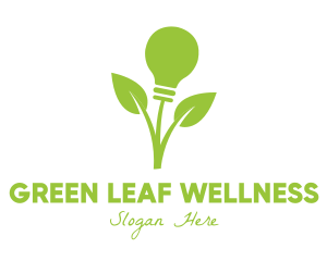 Green Leaf Bulb logo design