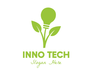 Innovative - Green Leaf Bulb logo design